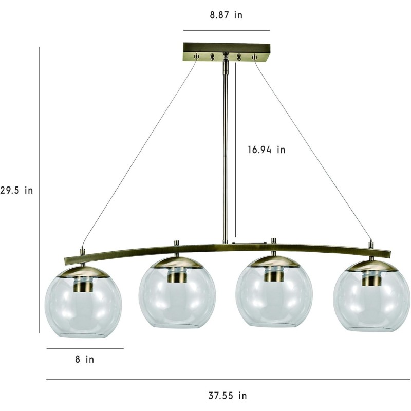 Lámpara Colgante 4 Esferas de Vidrio