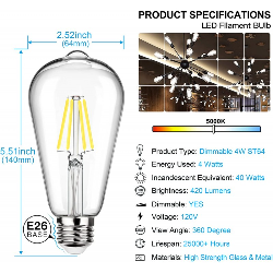 Foco tipo Vintage luz Blanca 8W