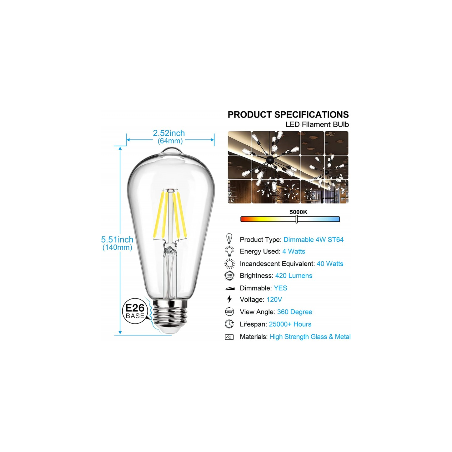 Foco tipo Vintage luz Blanca 8W