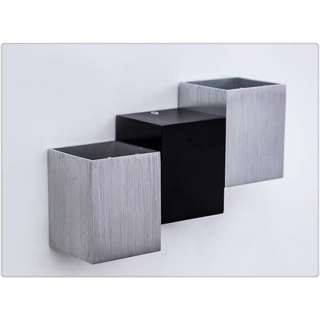 Lámpara de pared exterior triple (negro con cromado)