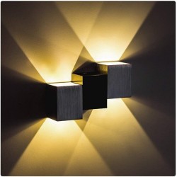 Lámpara de pared exterior triple (negro con cromado)