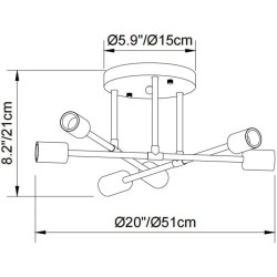Lámpara 6 luces cromada