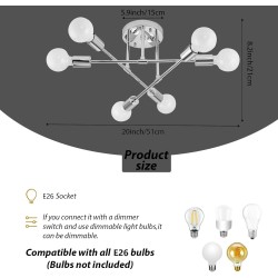 Lámpara 6 luces cromada