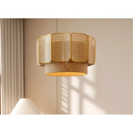 Lámpara colgante de ratán