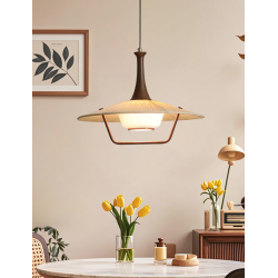 Lámpara colgante estilo oriental con detalle de madera