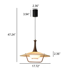 Lámpara colgante estilo oriental con detalle de madera
