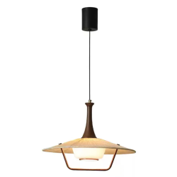 Lámpara colgante estilo oriental con detalle de madera