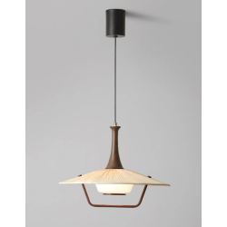 Lámpara colgante estilo oriental con detalle de madera