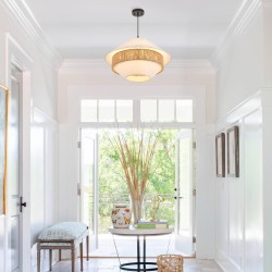 Lámpara colgante estilo escandinavo detalle tela