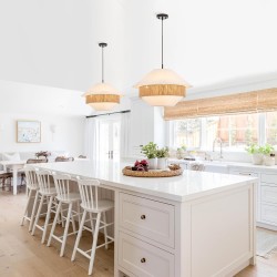 Lámpara colgante estilo escandinavo detalle tela