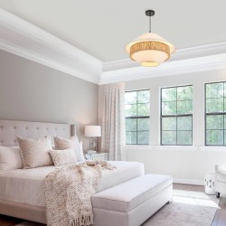 Lámpara colgante estilo escandinavo detalle tela