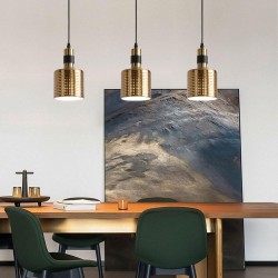 Lámpara colgante vaso dorado con detalle