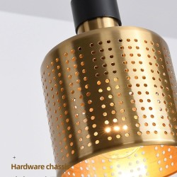 Lámpara colgante vaso dorado con detalle