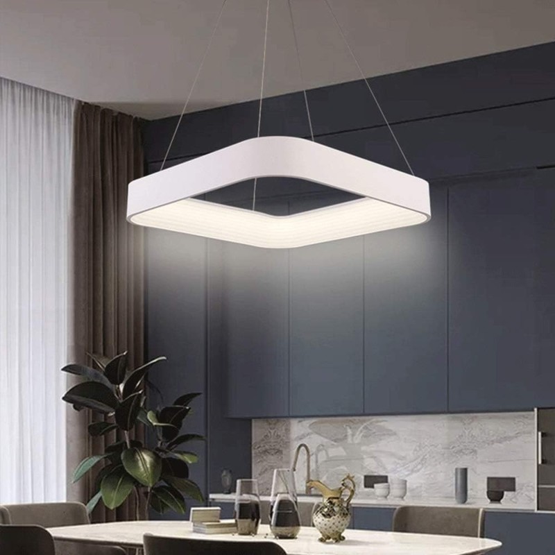 Lámpara colgante tipo cuadro LED color gris o blanco