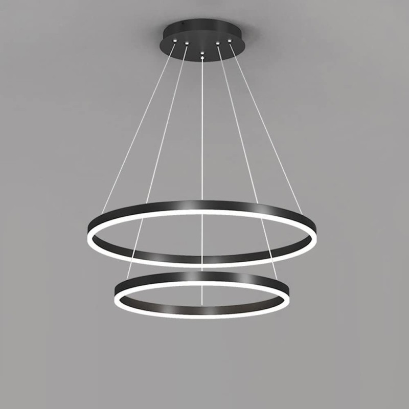 Lámpara colgante dos aros LED color negro o blanco