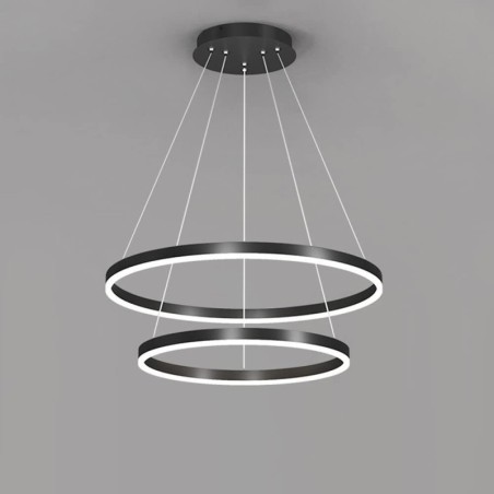 Lámpara colgante dos aros LED color negro o blanco