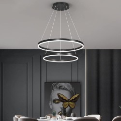 Lámpara colgante dos aros LED color negro o blanco