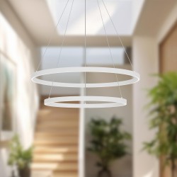 Lámpara colgante dos aros LED color negro o blanco