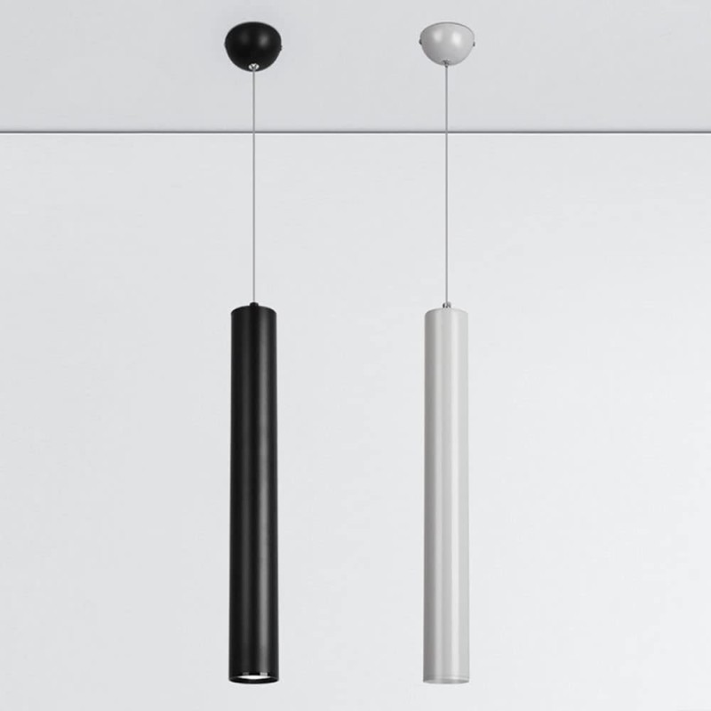 Lámpara colgante tipo tubo blanco o negro