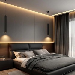 Lámpara colgante tipo tubo blanco o negro