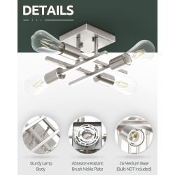 Lámpara de cielo geométrica cromada base cuadrada