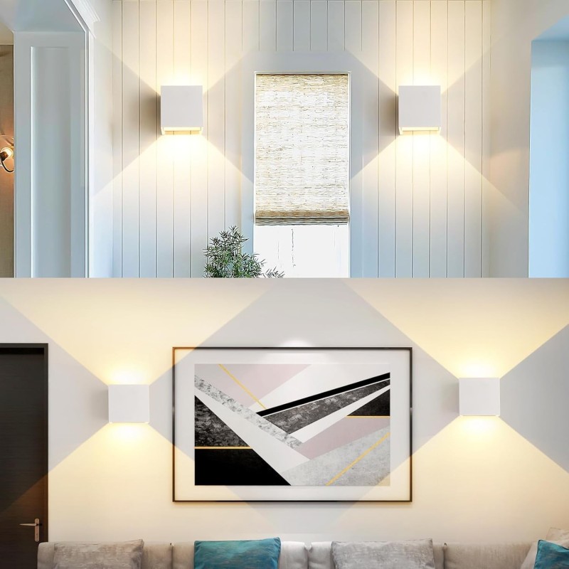 Lámpara de pared exterior tipo cubo con luz Led