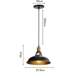 Lámpara colgante negra industrial