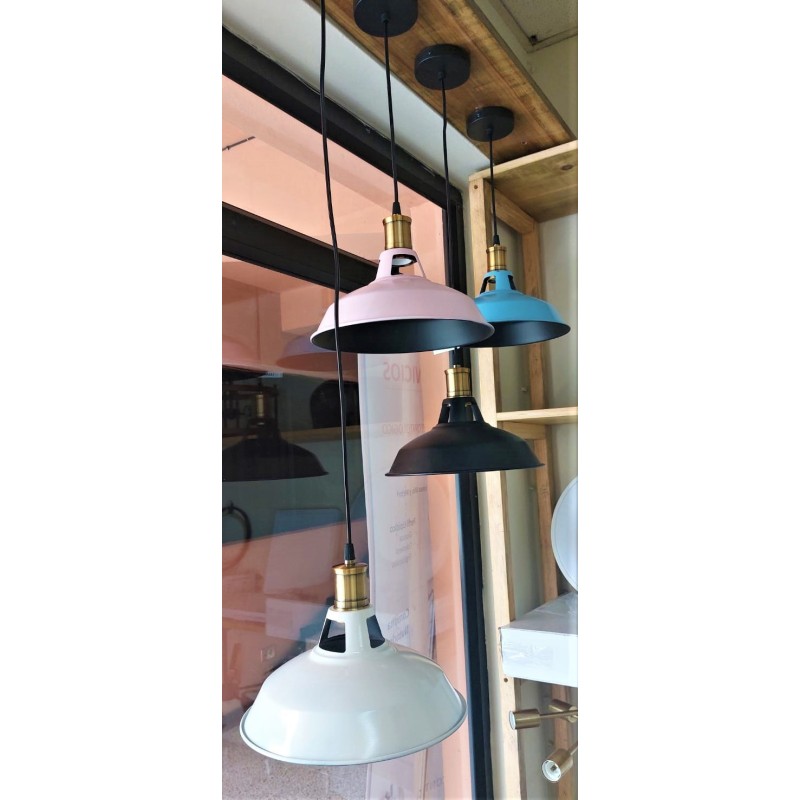 Lámpara colgante negra industrial