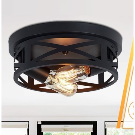 Lámpara de Cielo Negra dos Luces