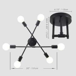Lámpara de cielo 6 luces negra