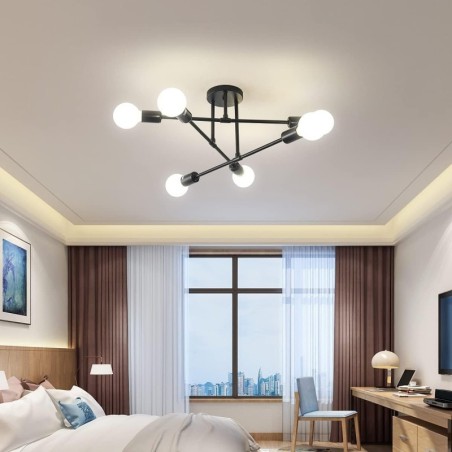 Lámpara de cielo 6 luces negra