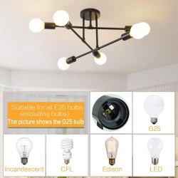 Lámpara de cielo 6 luces negra