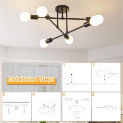 Lámpara de cielo 6 luces negra
