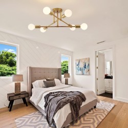 Lámpara 6 luces dorada