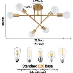 Lámpara 6 luces dorada