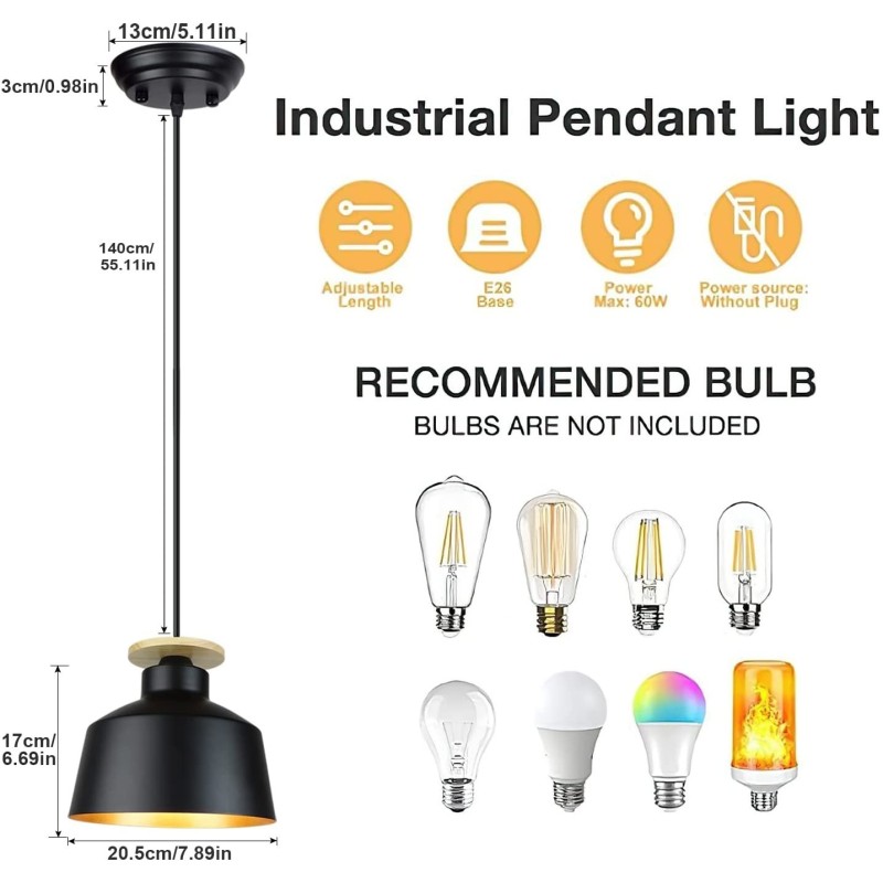 Lámpara Colgante tipo Granero color negro