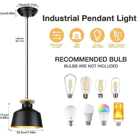 Lámpara Colgante tipo Granero color negro