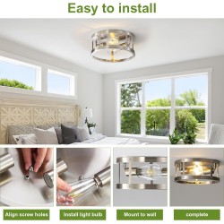 Lámpara de cielo cromada de 2 luces