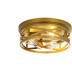 Lámpara de cielo tipo jaula dorada