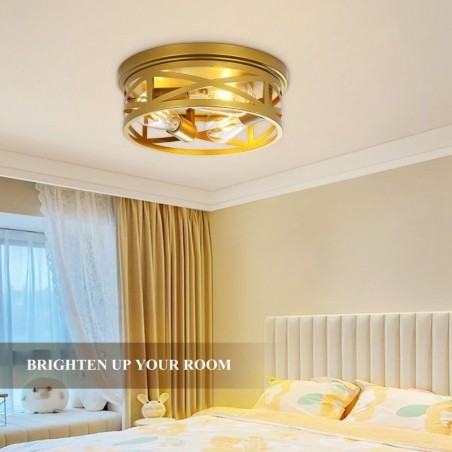 Lámpara de cielo tipo jaula dorada