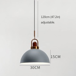 Lámpara colgante cúpula con detalle dorado y madera